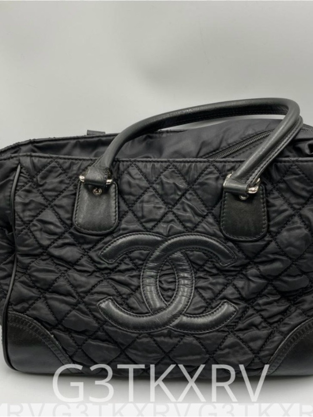 Vintage CHANEL Black Quilted CC Logo Tote